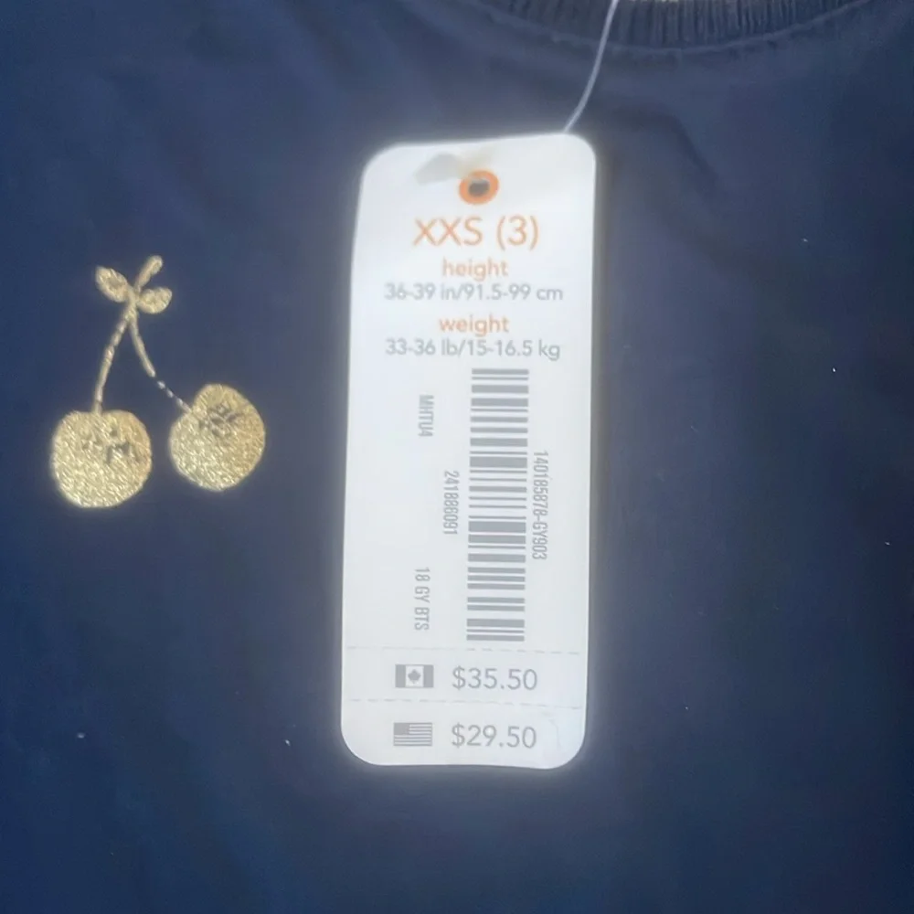Gymboree Gold Cherry Design Dress Size 3/XXS
